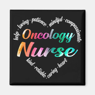 Oncology Nurse Heart Ord Cloud Watercolor Rainbow Magnet