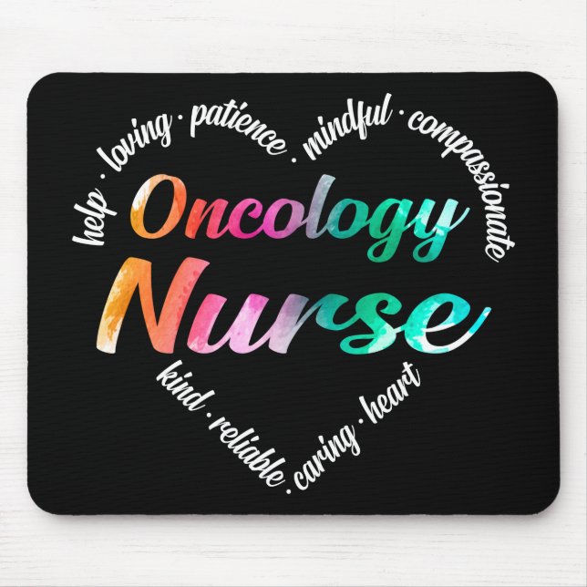 Oncology Nurse Heart Ord Cloud Watercolor Rainbow Musmatta (Framsidan)