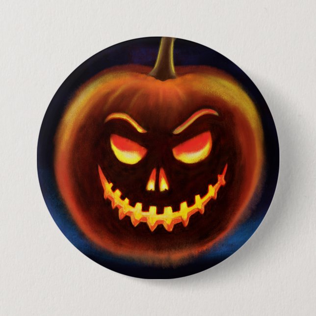 Ond badge. för pumpaHalloween bus eller godis Knapp (Framsida)