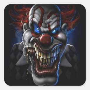 Ond clown och cigarr fyrkantigt klistermärke