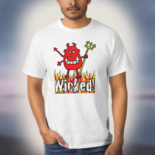 Ond Djävul med Flammor Design T Shirt