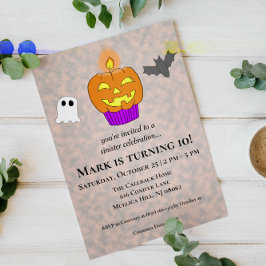Ond Födelsedagsfirande Cupcake Halloween Inbjudningar