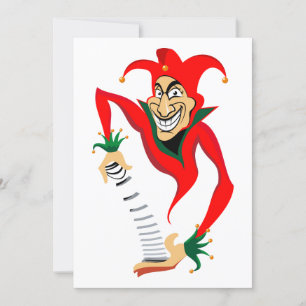 Ond grinande narr-joker med Jack-i-lådan Inbjudningar