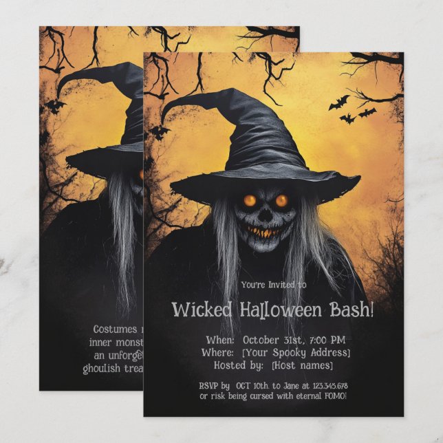 Ond Halloweenfest-inbjudan Inbjudningar (Fram/baksida)