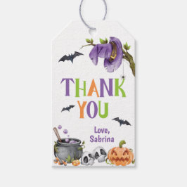 Ond Häxa Katt Halloween Födelsedag Tack Presentetikett