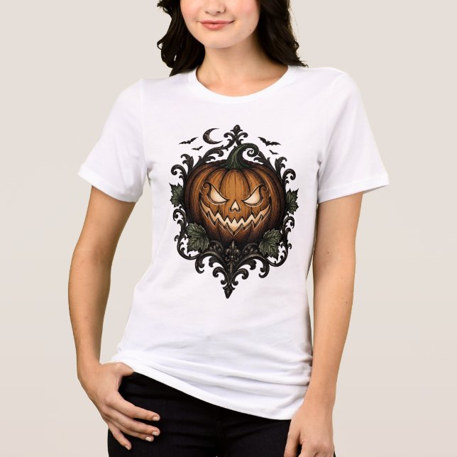 Ond Jack O Lantern gotisk halloweenpumpa T Shirt (Framsida)