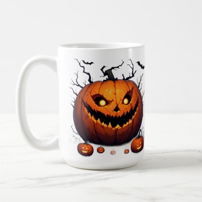 Ond Jack O Lantern Pumpa Halloween Natt 🎃 Kaffemugg (Vänster)