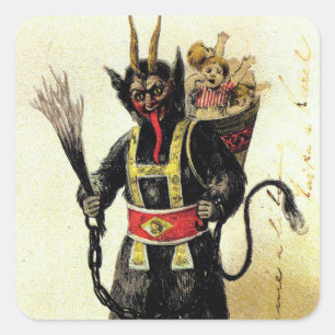 Ond julafton för jul för Krampus läskig Fyrkantigt Klistermärke