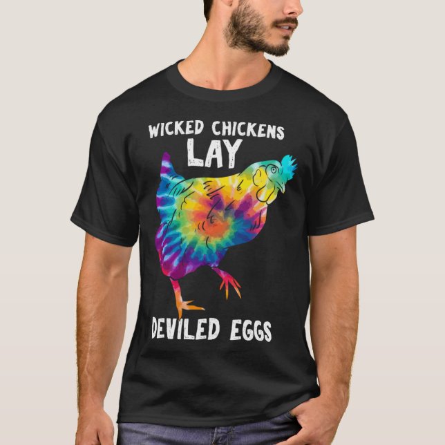 Ond kyckling lägger djävulägg gårdskyckling t shirt (Framsida)