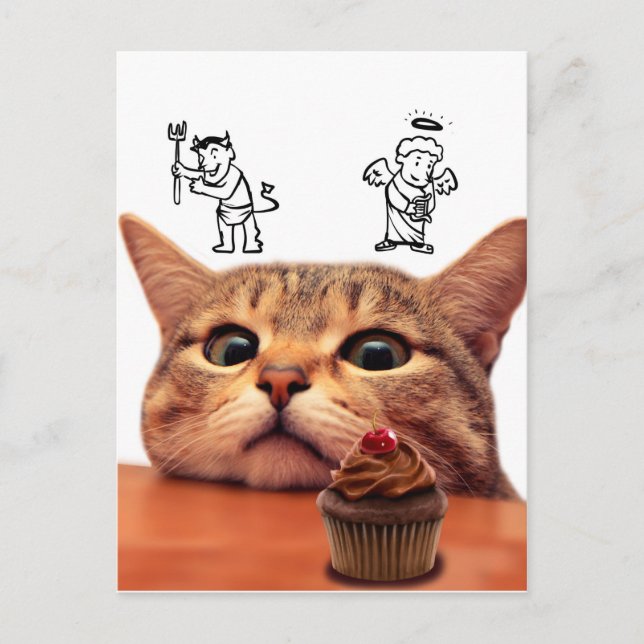 Ond och ängel över huvudet vykort (Framsida)