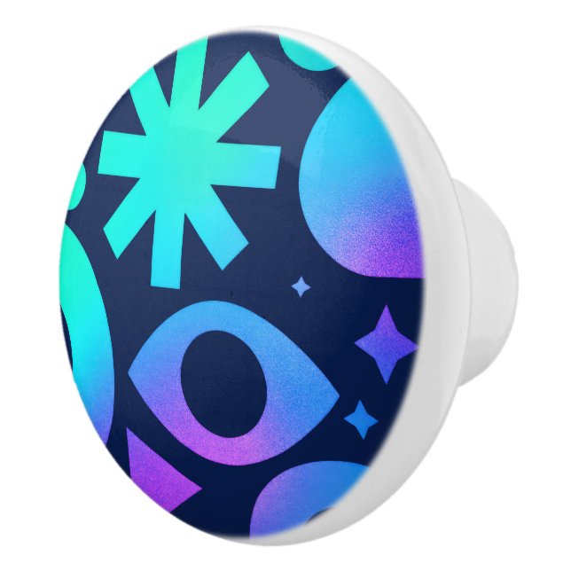 Ond Öga Keramisk Knapp Kosmisk Teal Lila Mystisk Knopp (Höger)
