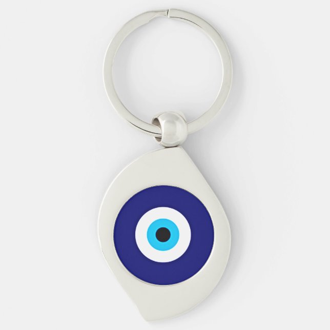 Ond Ögon-charm Swirl Silverfärgad Nyckelring (Framsidan)