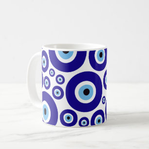 Ond Ögon-mönster, Grekiskt Öga, Turkiskt Öga, Naza Kaffemugg