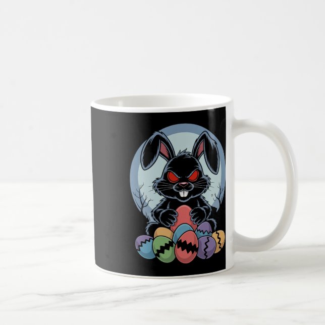 Ond Påskharen Skräck Skrämmande Kanin Röda Ögon Mo Kaffemugg (Höger)