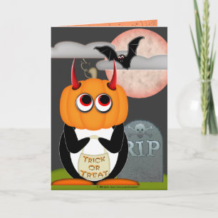 Ond pingvin Halloween Kort