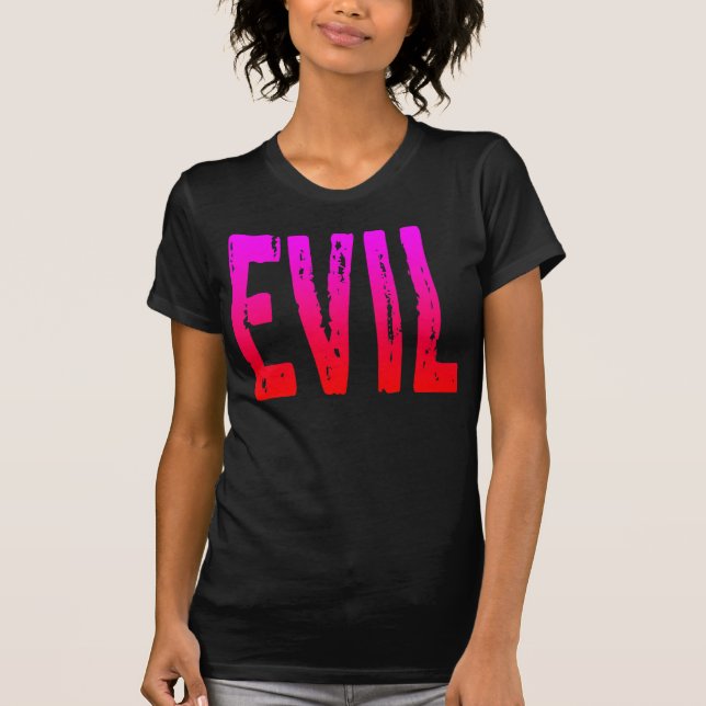OND PINK RÖD SKRÄCK ZOMBIE MONSTER TEE SHIRT (Framsida)