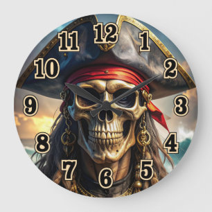 Ond piratskalle väggklocka