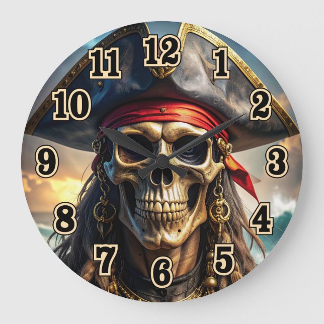 Ond piratskalle väggklocka (Framsida)