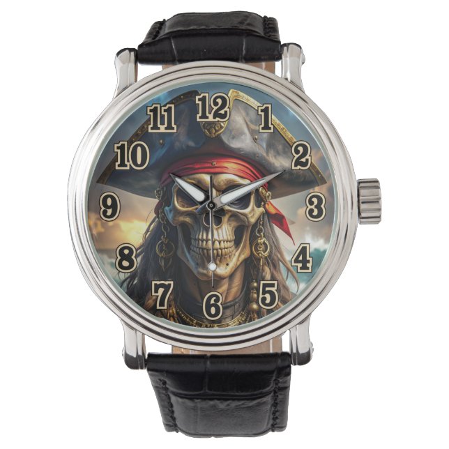 Ond piratskalleklocka armbandsur (Framsida)