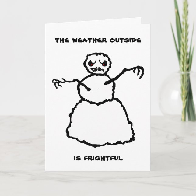 Ond snögubbe - hopp helgkort (Framsida)