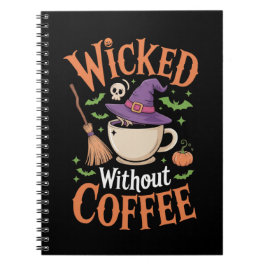 Ond utan kaffe Rolig häxa hatt Halloween Anteckningsbok