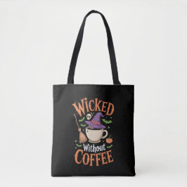 Ond utan kaffe Rolig häxhatt Halloween Tygkasse