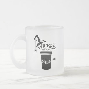 Ond utan kaffe Söt Rolig Svart Häxa Hatt Frostad Glasmugg