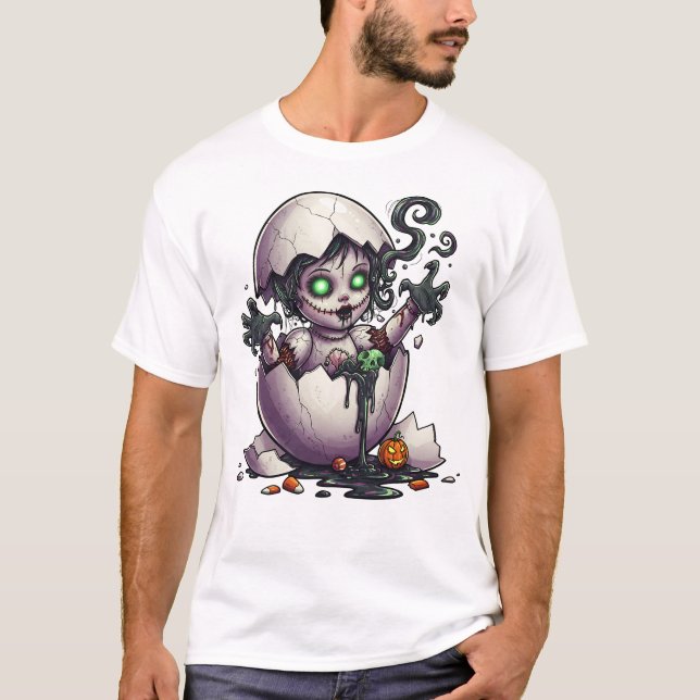Onda bebis häxa knäckt ägg Halloween-tee T Shirt (Framsida)