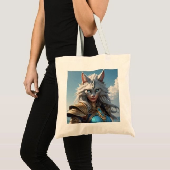 Onda blåögda katten tygkasse (100% natural material 100% cotton D: 15.75"l x 15.25"w 5 handle colors
)