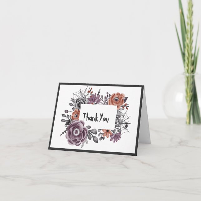 Onda Blommor Allt Ser Halloween Bröllop Tack Kort (Framsida)