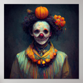Onda Clown. AI Skapade Art Scary Halloween Poster