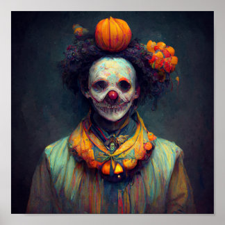 Onda Clown. AI Skapade Art Scary Halloween Poster