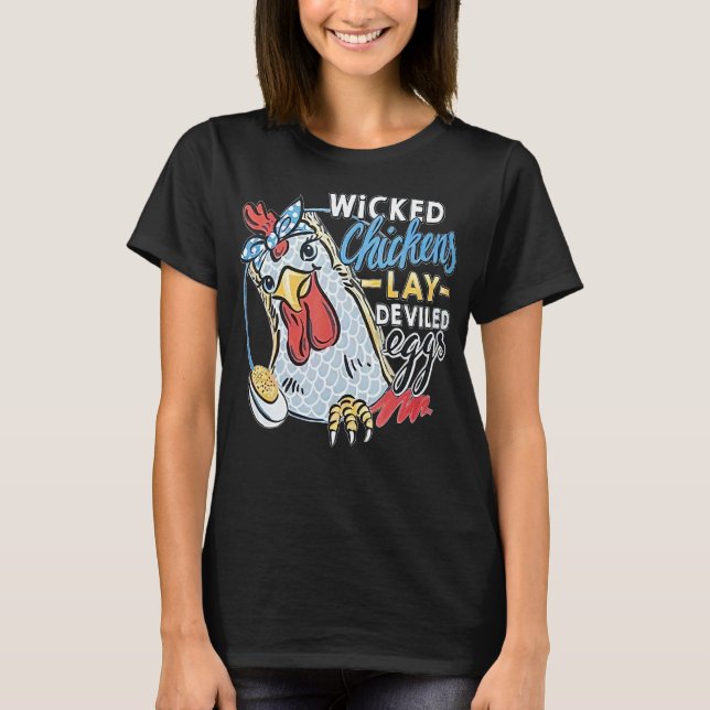 Onda hönor lägger djävulseggt Funny Chicken Lov T Shirt (Framsida)