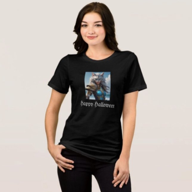 Onda katt med blå ögon  t shirt (Comfy tri-blend women’s tee feminine fit, scoop neck, short sleeves, relaxed fit.  
)