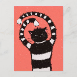 Onda katt vinter snöflingor vykort