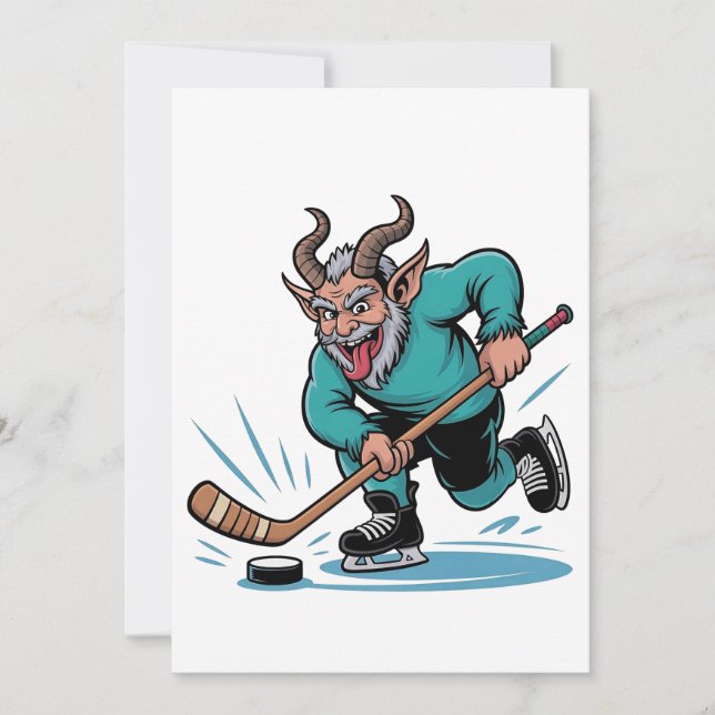 Onda Krampus spelar ishockey jul sport Anteckningskort (Framsida)
