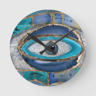 Onda Öga Amulet Agate och guld Rund Klocka