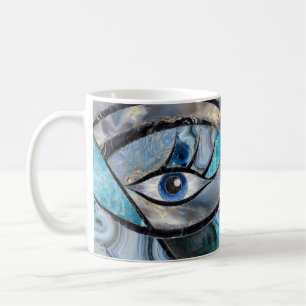 Onda Öga Amulet Mineral Struktur Collage Kaffemugg