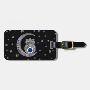 Onda Öga Amulet - Uggla vid måne Bagagebricka