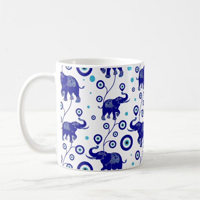 Onda Öga Elephant Lycka till amulet mönster Kaffemugg (Vänster)