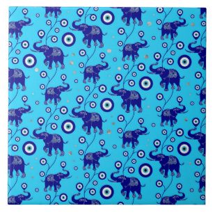 Onda Öga Elephant Lycka till amulet mönster Kakelplatta