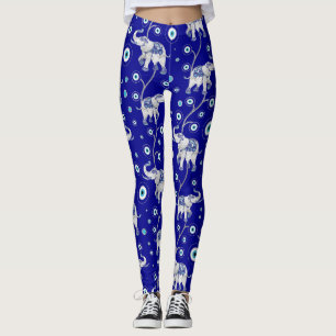 Onda Öga Elephant Lycka till amulet mönster Leggings