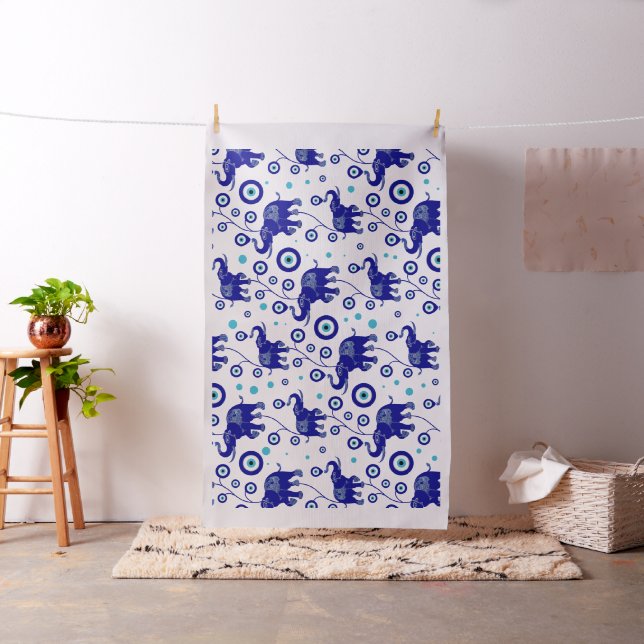 Onda Öga Elephant Lycka till amulet mönster Tyg (In Situ)