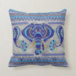 Onda Öga Elephant Ornamental Mönster Kudde