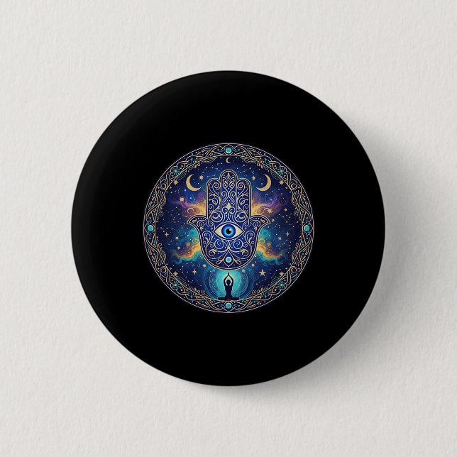 Onda ögon Amulett Skydd Estetisk Yoga Hamsa H Knapp (Framsida)