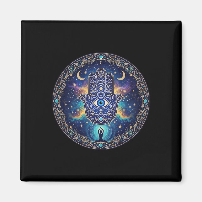 Onda ögon Amulett Skydd Estetisk Yoga Hamsa H Magnet (Framsidan)