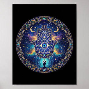 Onda ögon Amulett Skydd Estetisk Yoga Hamsa H Poster