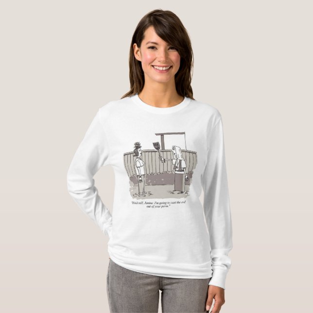Onda Perm kvinnor vit långärmad skjorta T Shirt (Hel framsida)