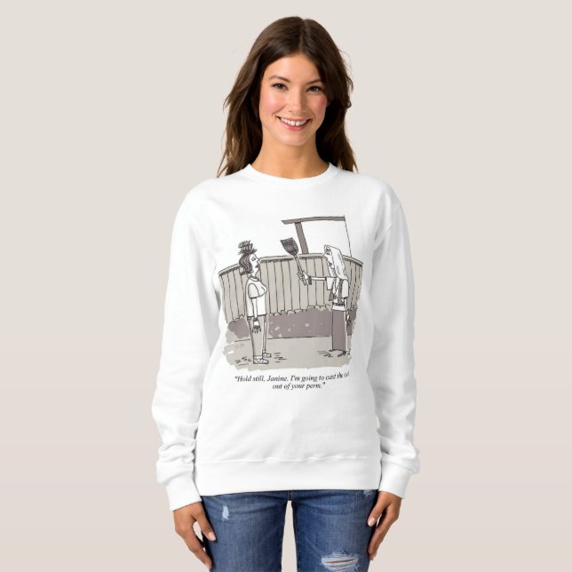 Onda Perm-kvinnor vita sweatshirt T Shirt (Hel framsida)
