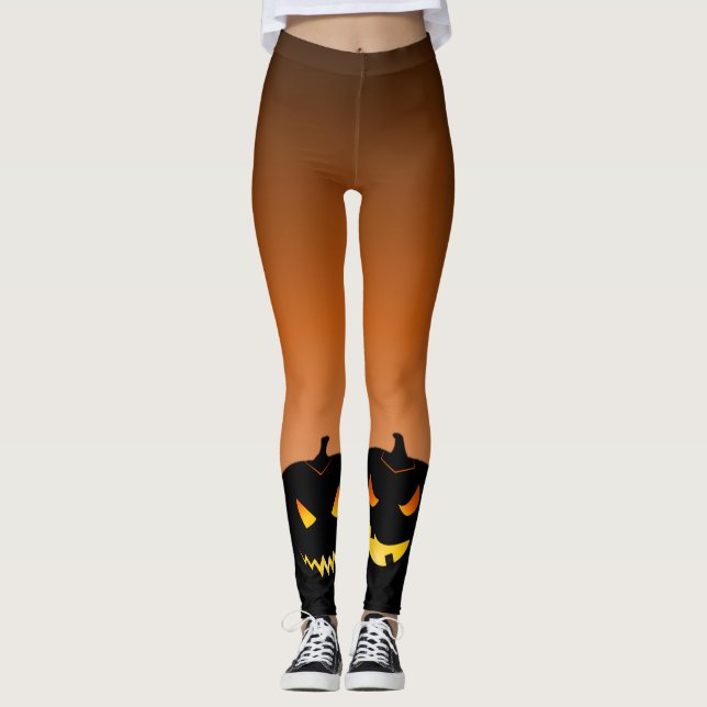 Onda Pumpkin-Orangen Fade Halloween Leggings (Framsida)